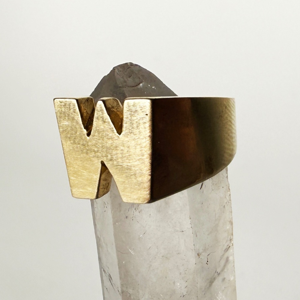 Snash Jewelry Brass Initial Ring “W” / “M” – Size 7.5 – Handmade NYC